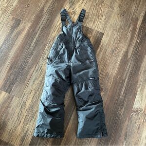 Lands End grow-a-longs dark gray insulated snow bib overalls kids 5 waterproof
